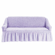 Универсальный европейский чехол на трехместный диван с оборкой светло-лиловый