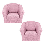 Универсальный европейский чехол на 2 кресла без оборки розовый