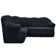 Универсальный европейский чехол на угловой диван без оборки темный асфальт