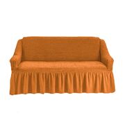 Универсальный европейский чехол для дивана двухместный рыжий с оборкой