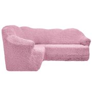 Универсальный европейский чехол на угловой диван без оборки розовый