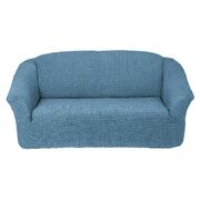 Универсальный европейский чехол на диван трехместный без оборки серо-голубой