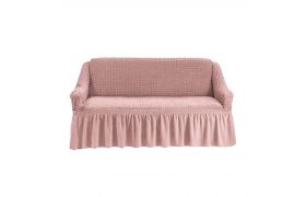 Универсальный европейский чехол для дивана двухместный грязно-розовый с оборкой