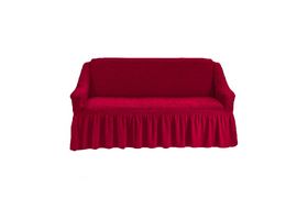 Универсальный европейский чехол для дивана двухместный бордовый с оборкой