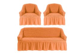 Универсальный европейский чехол на диван трехместный+2 кресла коралловый 