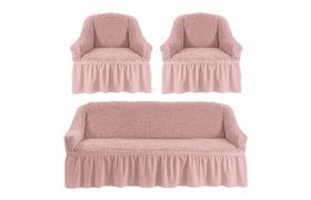 Универсальный европейский чехол на диван трехместный+2 кресла грязно-розовый