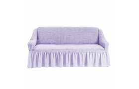 Универсальный европейский чехол на трехместный диван с оборкой светло-лиловый