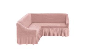 Универсальный европейский чехол на угловой диван с оборкой грязно-розовый