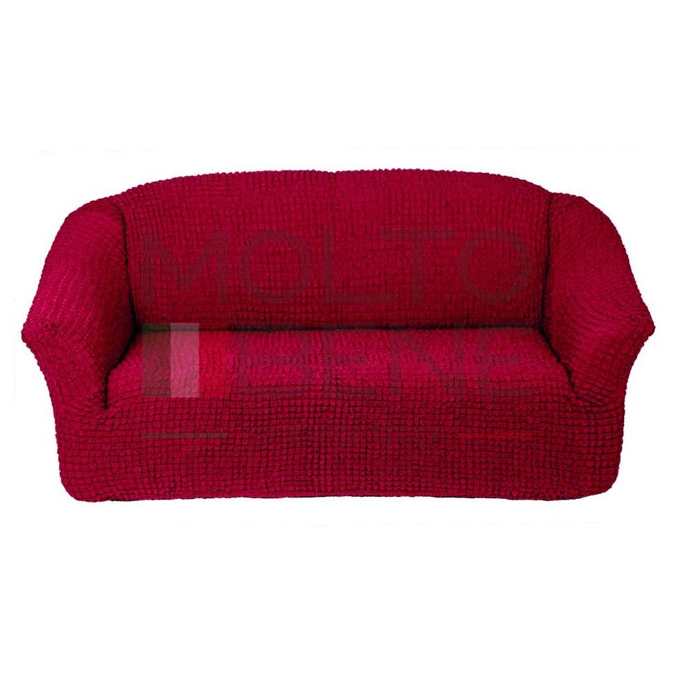 Универсальный европейский чехол на диван трехместный без оборки бордовый