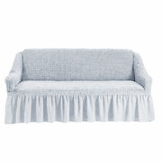 Универсальный европейский чехол на трехместный диван с оборкой серый