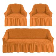 Универсальный европейский чехол на диван трехместный+2 кресла рыжий
