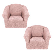 Универсальный европейский чехол на 2 кресла без оборки грязно-розовый