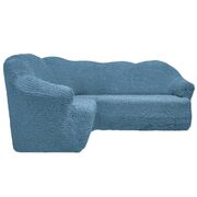 Универсальный европейский чехол на угловой диван без оборки серо-голубой
