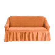 Универсальный европейский чехол для дивана двухместный коралловый с оборкой