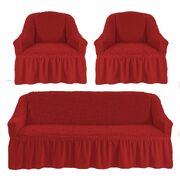 Универсальный европейский чехол на диван трехместный+2 кресла бордовый