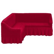 Универсальный европейский чехол на угловой диван с оборкой бордовый