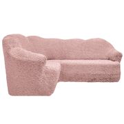 Универсальный европейский чехол на угловой диван без оборки грязно-розовый