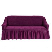 Универсальный европейский чехол на диван трехместный с оборкой фиолетовый