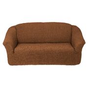 Универсальный европейский чехол на диван трехместный без оборки коричневый