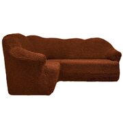 Универсальный европейский чехол на угловой диван без оборки темно-рыжий